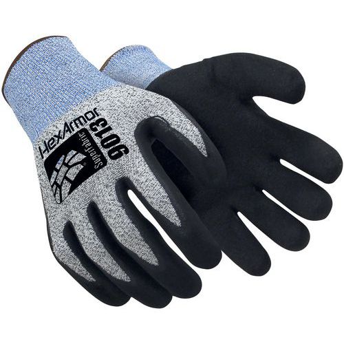 Hexarmor - Gants de protection contre les coupures Series - Taille 9 - Nitrile Paume - Bleu/Gris