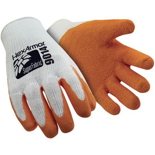 Hexarmor - Gants de protection SharpsMaster II 9014 - Taille 8 - Protection coupure niveau F - Paume enduite caoutchouc - Orange/Blanc