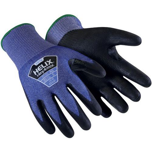 Hexarmor - Gants de protection anti coupures Helix 2076 - Taille 5 - Paume enduite polyuréthane - Haute résistance coupure F