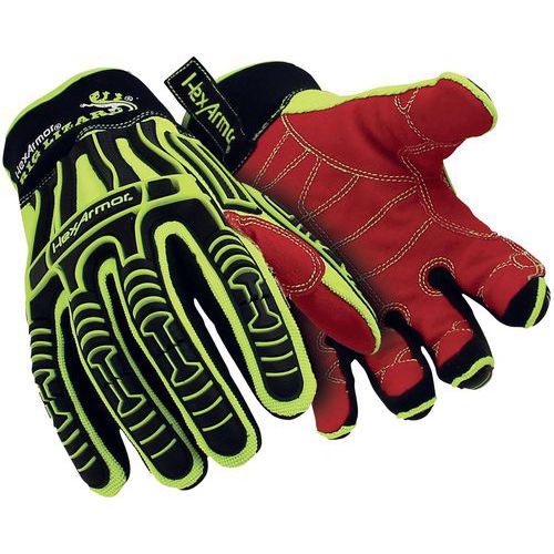 Hexarmor - Gants de protection anti coupures Rig Lizard® 2021X - Taille 7 - Rouge/jaune - Protection mécanique renforcée