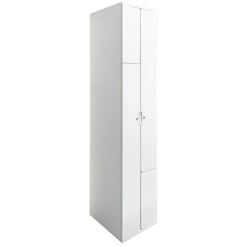 Vestiaire reconditionné - 1 colonne 2 cases - Acier Blanc - Fermeture à clé - 198.5x40x52 cm - Éco-responsable