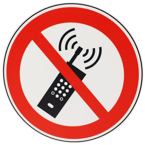 Manutan Expert - Panneau Interdiction Téléphones Mobiles PVC Rond Ø 100mm - Rigide ISO 7010