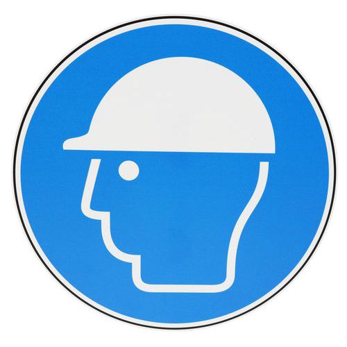 Manutan Expert - Panneau Obligation Casque de Protection - PVC Rigide Ø 100 mm - Norme ISO 7010