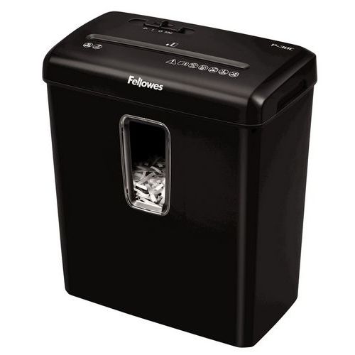 Fellowes - Destructeur de documents P30C - Coupe croisée P4 - 6 feuilles - Noir - Idéal télétravail