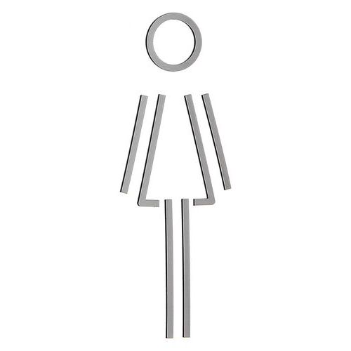 Pictogramme Femme Acrylique Argent - Plaque de Porte Adhésive 120mm - Signalisation Élégante