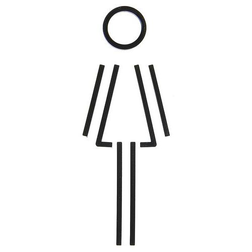 Pictogramme Femme Noir Acrylique Adhésif 120mm - Signalisation Élégante et Moderne