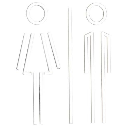 Pictogramme Plaque de Porte Femme + Homme Acrylique Blanc 120mm Adhésif
