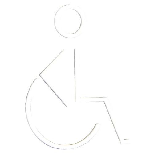 Pictogramme PMR Acrylique Blanc - Plaque de Porte Adhésive - Hauteur 96mm - Signalisation Accessible