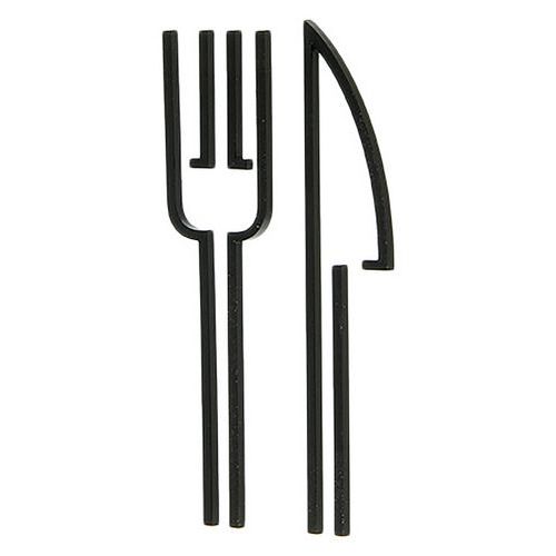 Plaque de porte restaurant - Acrylique noir satiné 120mm - Adhésive - Signalisation intérieure