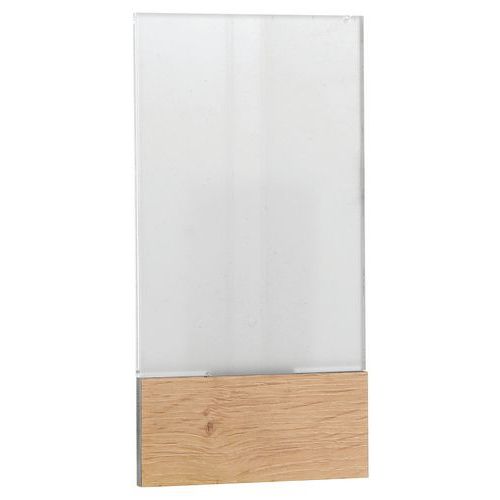 Support signalisation intérieur Woody A6 Chêne Plexiglas - Format vertical - Idéal pour bureaux et commerces