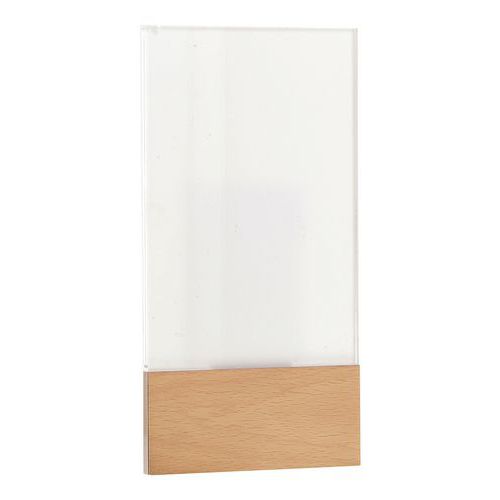 Support signalisation intérieur Woody A6 Hêtre Plexiglas - Format vertical - Idéal pour bureaux et commerces
