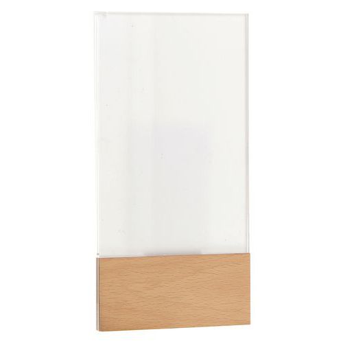 Support signalisation Woody A5 Hêtre Plexiglas - Panneau Rectangle Intérieur - 149x210mm