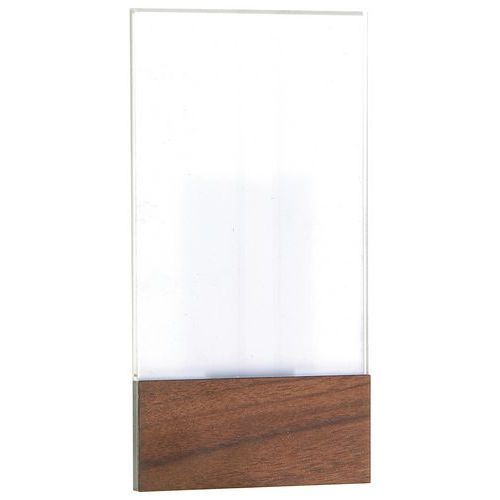 Support signalisation intérieure Woody A6 Noyer Plexiglas - Panneau Rectangle 105x148mm - Idéal pour intérieur
