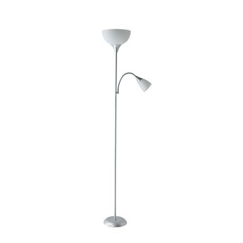 Meet By Paperflow - Lampadaire Aman Liseuse Gris - Fer - 180cm - 2 Ampoules 40W - Design Moderne