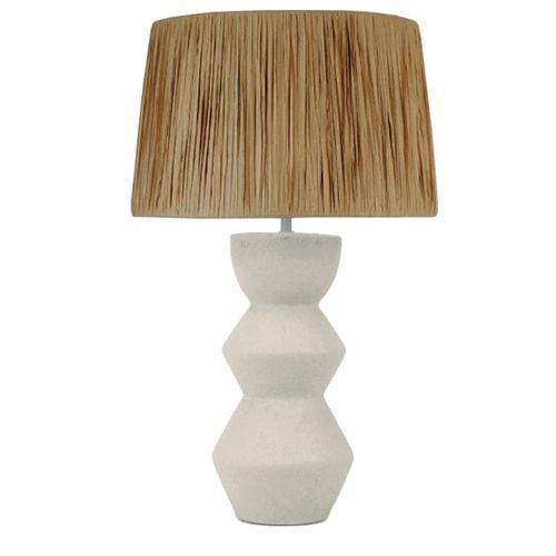 Lampe De Bureau Touareg Céramique Et Raffia Écru