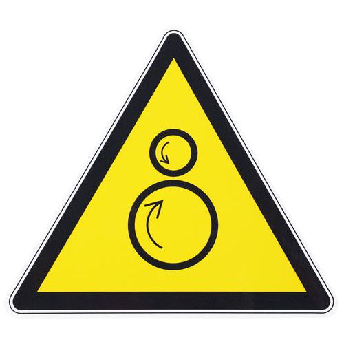 Manutan Expert - Panneau Danger Rouleaux Contrarotatifs Adhésif Triangle 10 cm Norme ISO 7010