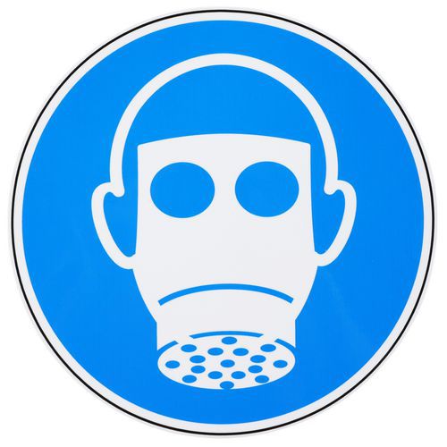 Manutan Expert - Panneau Obligation Protection Voies Respiratoires Adhésif Rond Ø 100mm Norme ISO 7010
