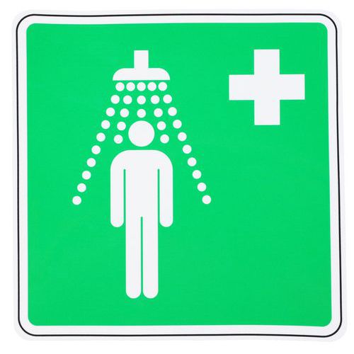 Panneau Secours - Douche De Sécurité - Adhésif - 120x120 Mm