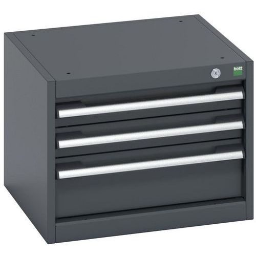 Bott - Armoire à tiroirs Cubio 700mm - Anthracite Gris - 3 Tiroirs 200kg - Acier - Livré Monté