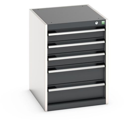 Bott - Armoire à tiroirs Cubio 525x650x700mm Gris/Anthracite - 5 Tiroirs - Acier - Charge 75kg - Fermeture Clé/Code