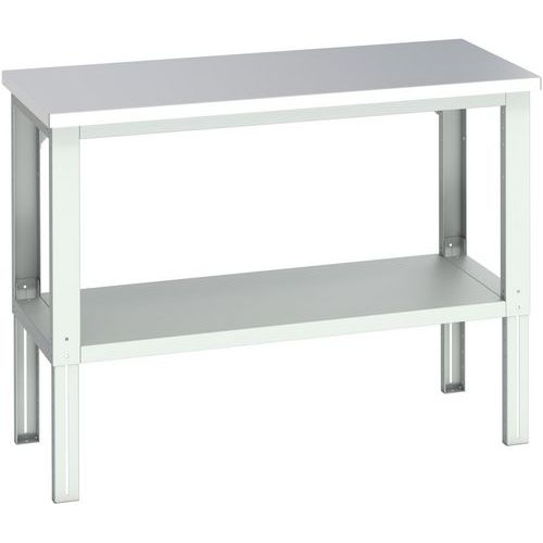 Bott - Établi roulant en acier inoxydable avec étagère - 1500x750x1140 mm - Gris clair - Charge max 450 kg - Plateau Inox