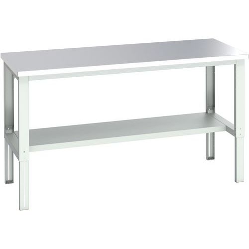 Bott - Établi roulant inox mi-étagère - 2000x900x1140mm - Charge 450kg - Gris clair