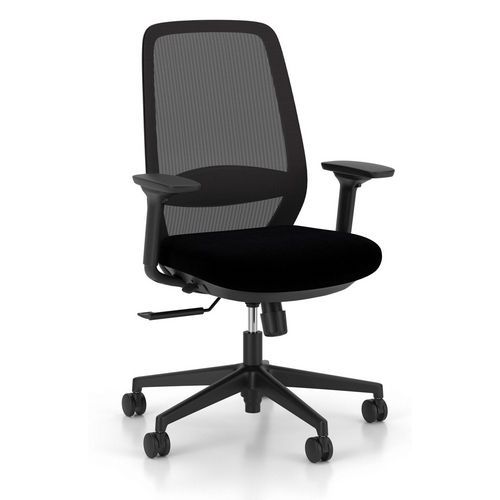 Nowy Styl - Fauteuil de bureau synchrone noir résille - Accoudoirs 4D réglables - Confort télétravail