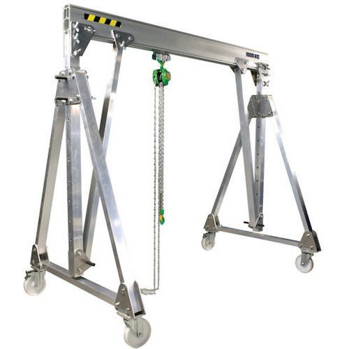 Portique atelier aluminium - Force 250kg, Portée 3m, Hauteur 3 à 4m - Huchez