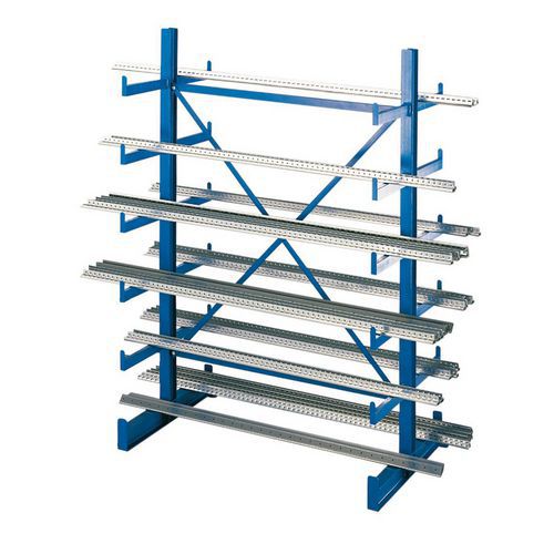 Schulte - Rayonnage Cantilever Quick-Lang Départ Double Face - 2000x1250x1000mm - Acier Époxy Bleu - 5 Niveaux 10 Bras