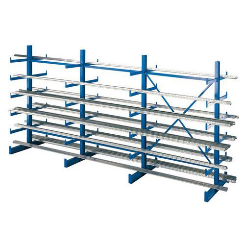 Schulte - Rayonnage Cantilever Quick-Lang Départ Double Face - 2000x3750x1000mm - Acier Époxy Bleu - Charge 9600kg