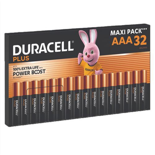 Duracell - Lot de 32 Piles Alcalines AAA Plus - Maxi Pack - 10 Ans de Garantie