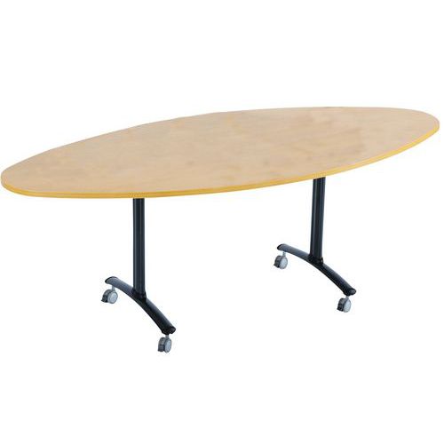 Table Pliante Axe Ovale 200x90 Cm 0051 Hêtre/anthracite