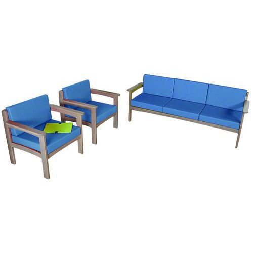 Pack Autize : 1 Canapé 3 Pl+2 Faut. Structure Taupe Pvc Pétrole