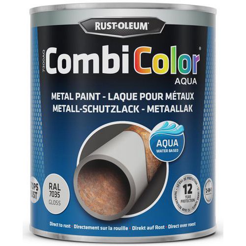 Rust-Oleum - Peinture CombiColor Aqua 750mL Gris Clair RAL7035 - Finition Brillante Intérieur/Extérieur