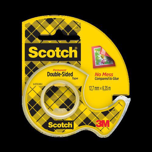 Scotch - Rouleau Adhésif Double Face Transparent - 12mm x 6.3m - Idéal Bureau et Création