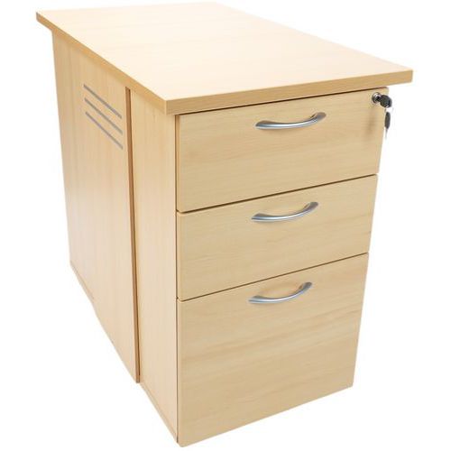 Manutan Expert - Caisson de bureau Quatuor Hêtre - 3 tiroirs dont 1 à dossiers - Fermeture à clé - 60 cm profondeur - Éco-responsable