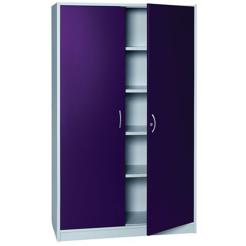 Armoire Bureau H 185cm Corps Coloris Alu Portes Coloris Prune