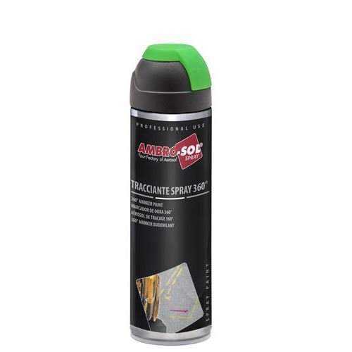 Ambro Sol - Peinture de traçage 500 ml Rouge fluorescent - Diffuseur 360° - Idéal marquage extérieur