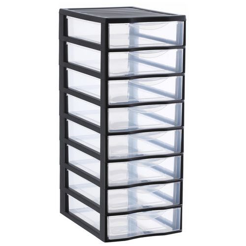 Tour De Rangement En Plastique A4 Orgamix 8 Tiroirs - Noir