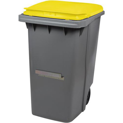 Poubelle Barre Ventrale 2 Roues Korok - 340l - Gris-jaune