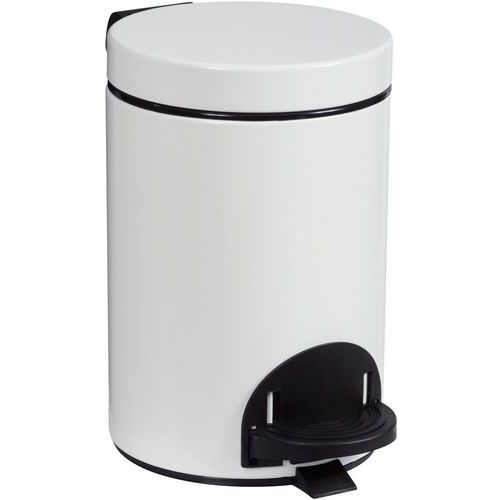 Rossignol Pro - Poubelle d'intérieur Sanelia à pédale - 3L Blanc - Métal Acier - Petite capacité