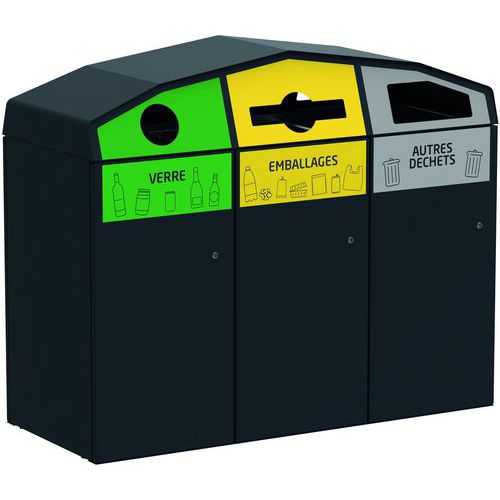 Point De Tri Avec 3 Bacs Roulants Trirok - 120l