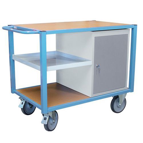 Fimm - Chariot de manutention 3 plateaux - 500 kg - Bois Medium - Roulettes 200mm - Garantie 10 ans