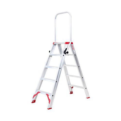 Escabeau Double / 2 X 5 Marches Garde-corps Pliable