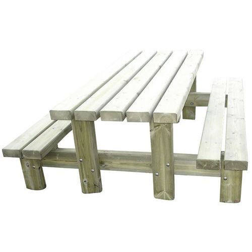 Procity - Table bancs rustique 2m Bois MFC 8 places extérieur - Montage facile - Robuste et durable