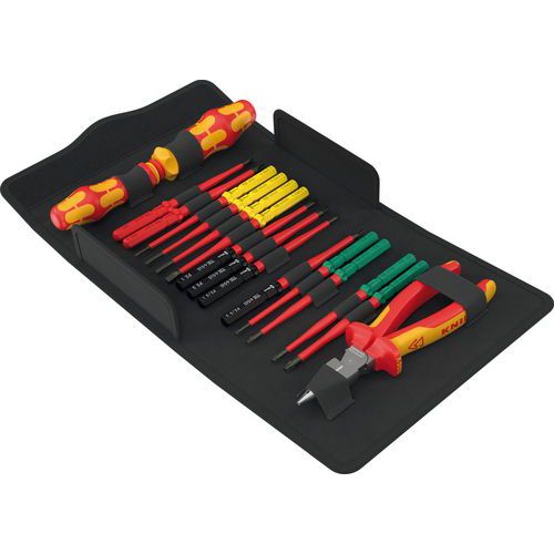 Wera - Jeu d'outils Kraftform Kompakt VDE extra slim 2 - 17 outils - Isolation VDE - Pour électriciens