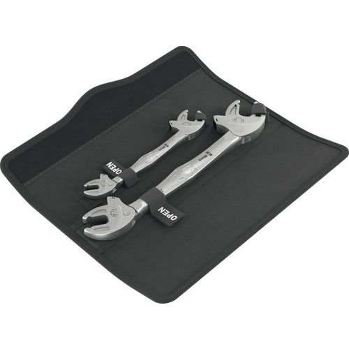 Wera - Jeu de 2 clés double fourche auto-ajustables 6006 Joker - Chromée - 98 mm