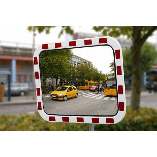 Dancop - Miroir Routier Rectangulaire 60x80cm Rouge/Blanc - Acrylique - Vision 110° - Intérieur/Extérieur