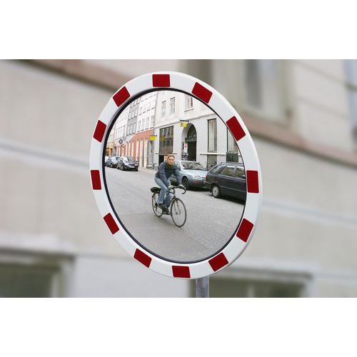 Dancop - Miroir routier Subway Ø60cm - Vision 180° - Acier Rouge - Intérieur/Extérieur