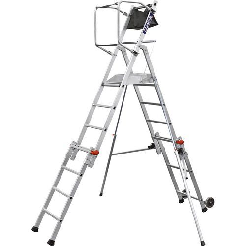 Duarib - Plateforme de travail T-Rex Scop - 7 marches - Aluminium - Hauteur réglable 3.80m - Charge 150kg